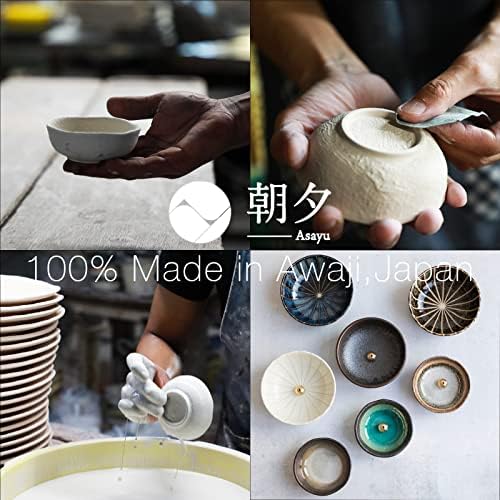 Asayu Japon Petit Porte Encens en Céramique Fait au Japon pour les bâts de 83mm Avec Brûleur d'Encens en Laiton, idéal pour la relaxation ou décoration, encensoir modèle traditionnel japonais - Image 2