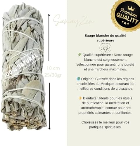 SAUGE BLANCHE À BRAILLEUR PUR - AVEC PALO SANTO, Roses, Cannelle, Romarine, Eucalyptus - Kit de NetToyage Énergétique - Favorise Le Bien-Ween, La Méditation et la relaxation - Sahumerio Naturel… - Image 7