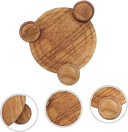 Dechous 1pc pentagramme lustre Astrologie bougeoir astrologie pentacle plaque pentacle bougie cirémonie bougeoir décoratif bougeoir petite table bougie à manger en bois - Image 4