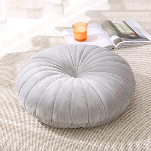 Molynnchic Floor Pillow Coussin de Méditation Rond et Grand Coussin de Sol, en Velours Épais, versez le yoga, salon, balcon, extérieur, tatami, 40 cm, Gris - Image 2