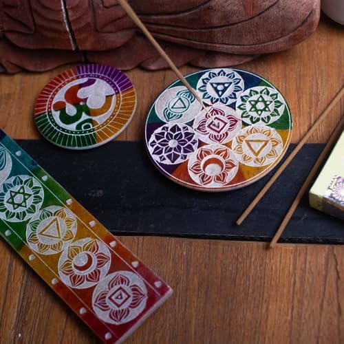 Porte-Encens en stéatite 10 cm - Sept chakra | Accessoire esthétique et spirituallement infusé pour des rituals de méditation et de relaxation Tranquilles - Image 4