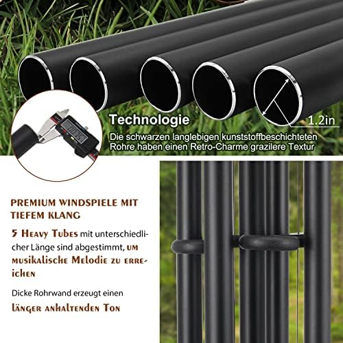 Astarin Grand Carillon Éolien de Condoléances d'Elttérieur de 122 CM AVEC 5 TUBES EN ALUMINUM LOURD ACCORDÉS, MÉLODIE APAISANTE, CARILLON ÉOLIEN COMMORATIF LA DÉCoration Extérieure (Terrasse, - Image 4