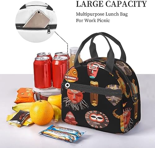 Aseelo Sac à décorner isotherme rituel africain avec masque tribaux, boîte à décorner, sacs de pique-nique, sac d'isotherme, boîte à bento, quatre-tout pour homme et femme - Image 5