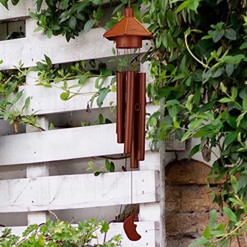 RELOSTDAYS Carillon à Vent en Bambou, Rappelle Les Petites Cabanes, HLP 62x11,5x13 cm, verse Interieur & Extrerieur, Marron - Image 2