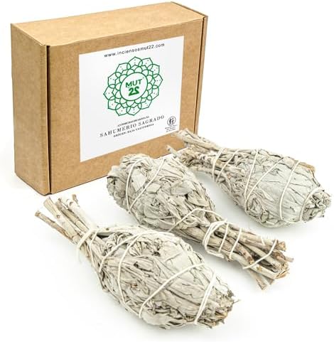 MUT22 3 Torches Xl Sauge Blanche en Bâton à Broieler Naturelle et écologique, Sahumerio Naturel, Purification des énergies Négatifs (3 torches xl Sauge Blanche)