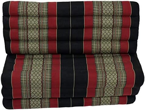 Fine asianliving coussin thaï triangulaire Avec Matelas 3 parties xxxl - 90x190cm - Noir Matelas Tapis de Méditation Coussin Thaï Kapok 301-N01 - Image 2
