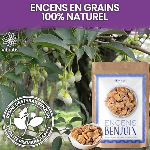 Vibratis encens Benjoin Naturel 100g - Encens en grains pour la purification de la Maison - Apporte la Chance Aux Commerces - Idéal pour la méditation et relaxation - Image 7