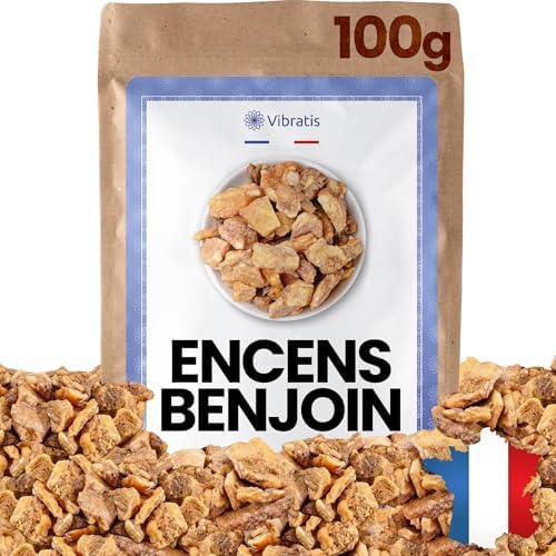 Vibratis encens Benjoin Naturel 100g - Encens en grains pour la purification de la Maison - Apporte la Chance Aux Commerces - Idéal pour la méditation et relaxation