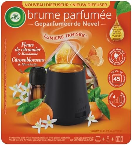 Mèche aérienne diffuseur huiles Essentielles brume parfume fleurs de citronnier et mandarine - diffuseur + 1 recharge