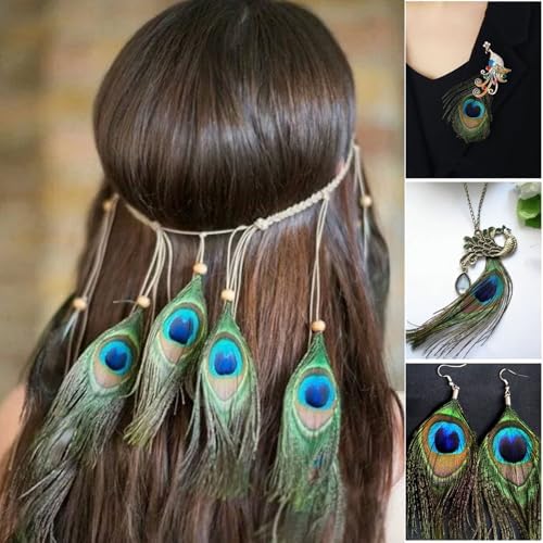 Aweisile 20 pièces panaches de paon 25-30 cm panache de paon Décoration panache de paon longue panaches loisirs créatifs jolies panaches couler les yeux couler diy chapeaux fête costume de mascarade accessoires - Image 4
