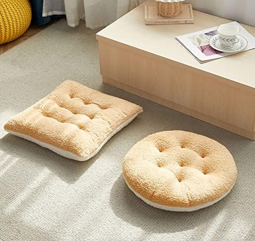 Smiupin Coussin de chaise confortable en laine d'Agneau, Coussin de Sieège de Chaise Doux et Pelucheux, Coussin de Siège pour la méditation à la Maison et au Bureau (35cm, Rond-Blanc) - Image 5