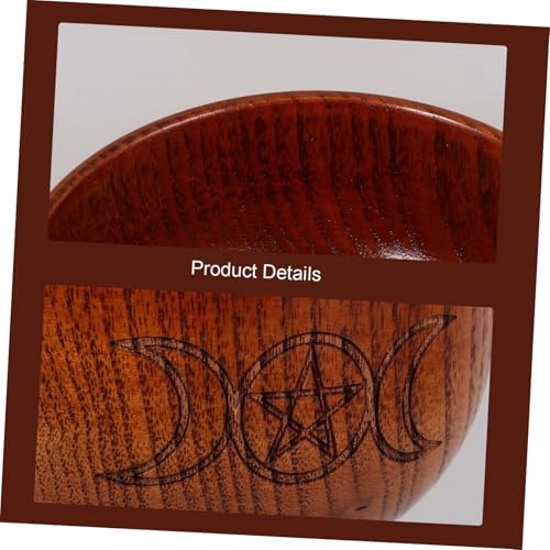 Alipis Bol en Bois AVEC Symbole du Pentacle Décoration de Bougie Bol Lunaire pour les rituels Soutien Dencens Accessoire - Image 9