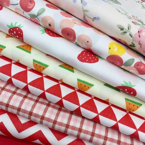 aufodara tissus coton 7 pièces 50 x 50 cm Imprime Textile patchwork mamiffons couture quilting brick tissu à la main en tissu à coudre coudre artisanat (rouge) - Image 5