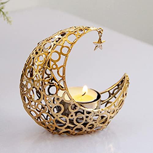 Bougeoir en Métal Lune Dorée, lustre romantique moderne anti-stress, Candélabre en Forme de Lune pour chambre à coupe - Image 8