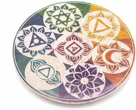 Porte-Encens en stéatite 10 cm - Sept chakra | Accessoire esthétique et spirituallement infusé pour des rituals de méditation et de relaxation Tranquilles