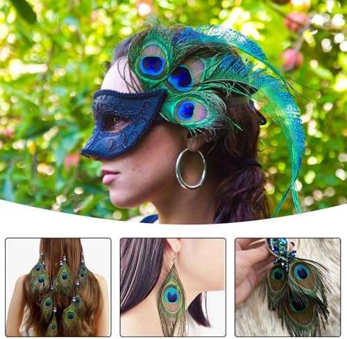 Aweisile 20 pièces panaches de paon 25-30 cm panache de paon Décoration panache de paon longue panaches loisirs créatifs jolies panaches couler les yeux couler diy chapeaux fête costume de mascarade accessoires - Image 5