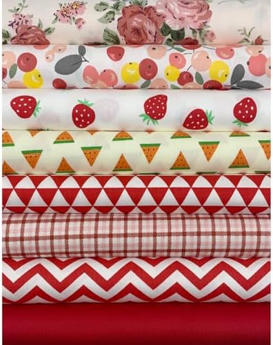 aufodara tissus coton 7 pièces 50 x 50 cm Imprime Textile patchwork mamiffons couture quilting brick tissu à la main en tissu à coudre coudre artisanat (rouge) - Image 7