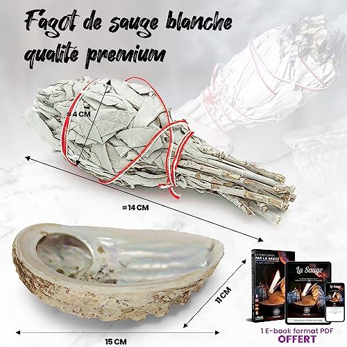 SAUGE BLANCHE DE PURIFICATION 1 Bâtonnet d'Encens de Sauge à Brueler + Coquille d'Ormeau + E-Book - Élimine Les Énergies Négatifs - Image 6