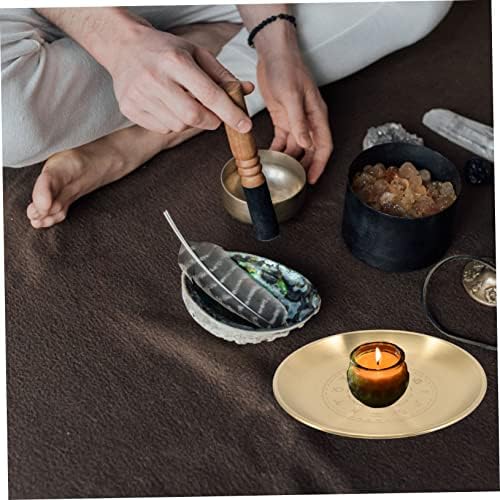 Cabilock Chandelier de Chaman Sorcier Plateau de Bougie d'A Aullel Bougeoirs D'autel Plaque de Bougie pentagramme Décoration Table du plateau Pentagramme Tarot Pentacle Cuivre Tasse de Bougie - Image 2
