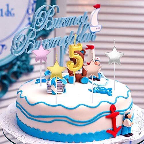 Bougie D'Anversaire en Forme d'Étoile, 6 PCS Bougies Deco de Gâteau pour les enfants et adultes Accessoires de décoration de gâteau pour la fête d'Aniversaire et Mariage Argent - Image 4