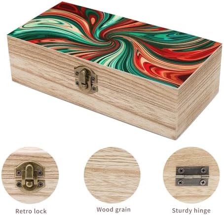 Nwtpk boîte de rangement en bois - motif tourbillon psychédélique - boîte à souvenirs - boîte décoratif pour loisrs créatifs et décoration de chambre - Image 3