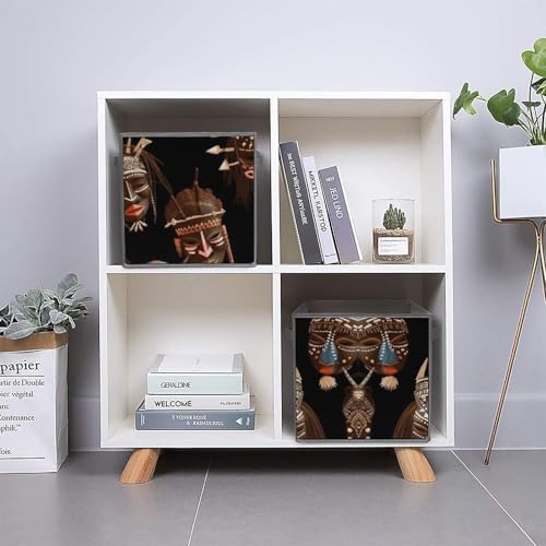 Dwvsfjm lot de 6 bacs de rangement pliables africains rituals ethniques Tribaux avec poignees verser des articles Ménagers - Grand Placard - Image 5