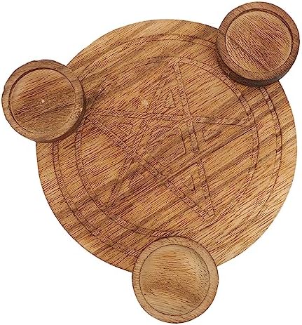 Dechous 1pc pentagramme lustre Astrologie bougeoir astrologie pentacle plaque pentacle bougie cirémonie bougeoir décoratif bougeoir petite table bougie à manger en bois