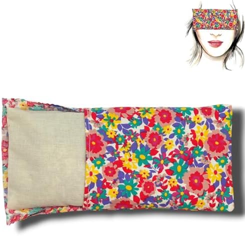 Coussin de yoga pour les yeux - oreillers couler les yeux fleurs - bleu | 1 Rembourrage et 1 housse lavable | Gines de Lavande et de Riz | Yoga, Méditation, relaxation, reposeur des Yeux - Image 3