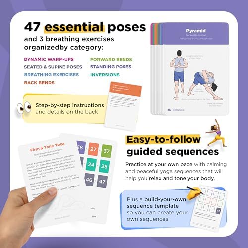 Cartes de Yoga - Guide Visuel pour l'Étude, La Pratique et le Séquençage des Classes Avec Pose Esseltiels, Exercices de Respiration et de Méditation · Cartes de yoga pour femmes - Image 3