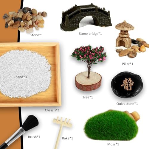 Plateau de Sable de Méditation de Jardin Zen de table, bac à sable décoratif, outil de méditation de Bureau de Jardin de style Japonais, Plateau de Sable De relaxation, Décoration de Bureau à Dom - Image 7