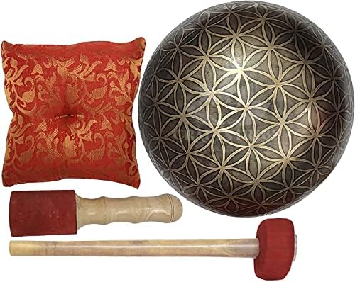 Devyom Grand Bol Chantant Tibétaint Martelé à la Main de 30,5 cm Avec Maillet et Coussin en SOIE - Image 4