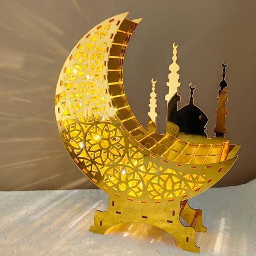 Décoration du Ramadan - Bougeoir Aïd Ramadan Mubarak - Décoration de Table - Lune - Bougeoir Aïd Mubarak - Décoration de table - Ornement Ramadan pour la décoration du Ramadan (C) - Image 4