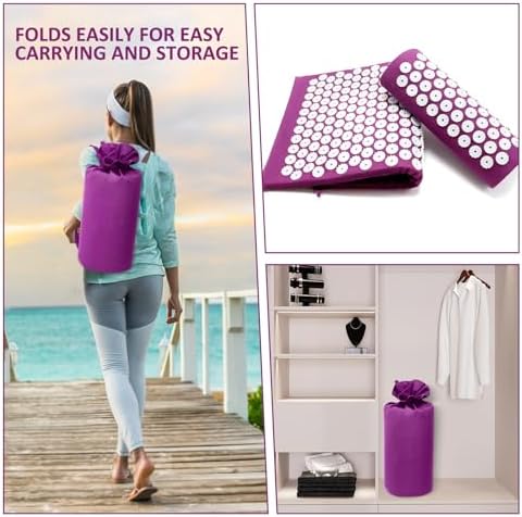 ACUPRESSION BULZEU TAPIS, KIT D'ACUPRESSION POUR LE COU ET LE DOS, TAPIS DE FLEUR ACUPRESSION POUR UNETENTE ET UN MASSAGE DE MASSAGE (Violet) - Image 5