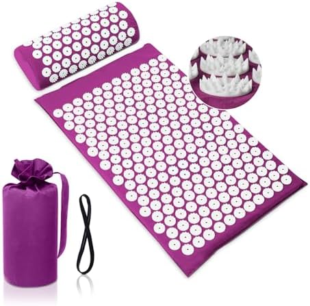 ACUPRESSION BULZEU TAPIS, KIT D'ACUPRESSION POUR LE COU ET LE DOS, TAPIS DE FLEUR ACUPRESSION POUR UNETENTE ET UN MASSAGE DE MASSAGE (Violet)