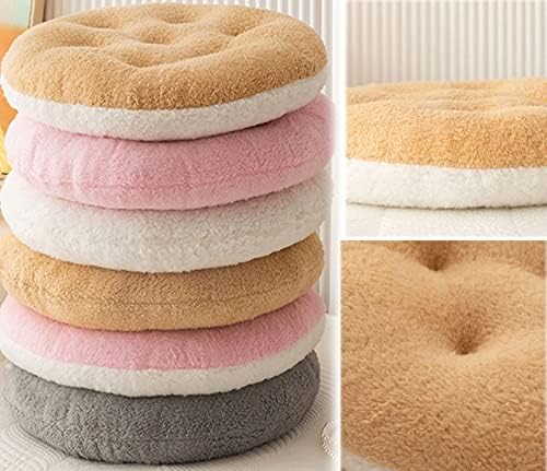 Smiupin Coussin de chaise confortable en laine d'Agneau, Coussin de Sieège de Chaise Doux et Pelucheux, Coussin de Siège pour la méditation à la Maison et au Bureau (35cm, Rond-Blanc) - Image 3