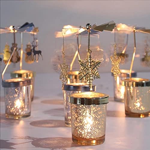 Surakey Chandelier Bougeoir Doré Chandelier vintage en fer forge Avec Plateau en verre Carrousel bouge - Image 4
