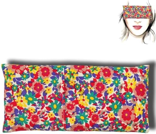 Coussin de yoga pour les yeux - oreillers couler les yeux fleurs - bleu | 1 Rembourrage et 1 housse lavable | Gines de Lavande et de Riz | Yoga, Méditation, relaxation, reposeur des Yeux - Image 2