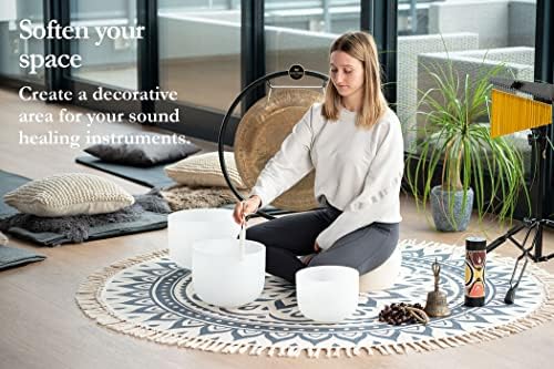 Sonic Energy Tapis de Méditation Rond - 200 cm - Bleu Marine - Lavable - Pour Méditation, Yoga, Décoration - SAC EN POLYESTER AVEC CORDON DE SERRAGE INCLUS (MMR1NB) - Image 2