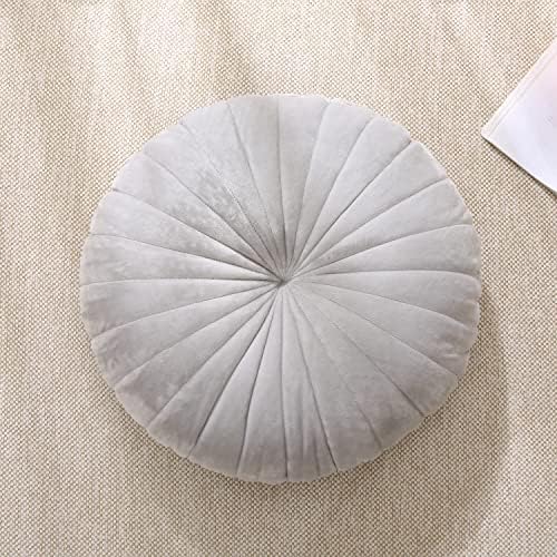 Molynnchic Floor Pillow Coussin de Méditation Rond et Grand Coussin de Sol, en Velours Épais, versez le yoga, salon, balcon, extérieur, tatami, 40 cm, Gris - Image 4