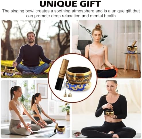 Bols Chantants TibÉTains, 8cm Bol Tibétain, Bol de Méditation, AVEC 2 CLOCHES, MAILLET EN BOIS, Coussin Sonore, Sac en Tissu de Rangement, Bol Chantant Tibetain pour yoga relaxation Mentale Méditation - Image 7