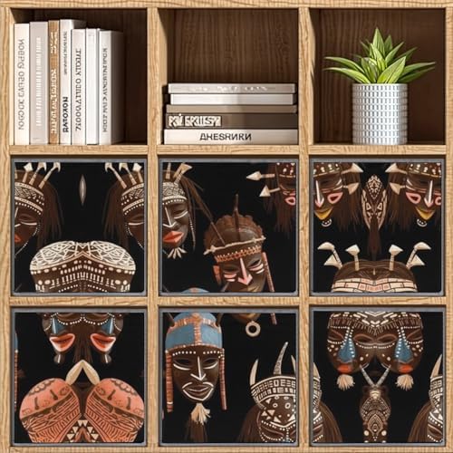Dwvsfjm lot de 6 bacs de rangement pliables africains rituals ethniques Tribaux avec poignees verser des articles Ménagers - Grand Placard - Image 8
