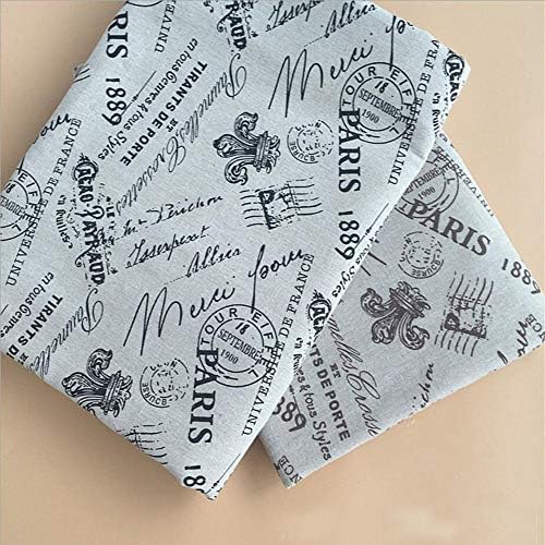 OneChance Tissu Coton Lin Motif Tour Eiffel Tissus au Myter Materieriel Diy Couture Pour Rideau Patchwork Artisanats Tissu A Coudre 100x150cm Color Paris Couronne Noir taille 1 MÉTRE - Image 2