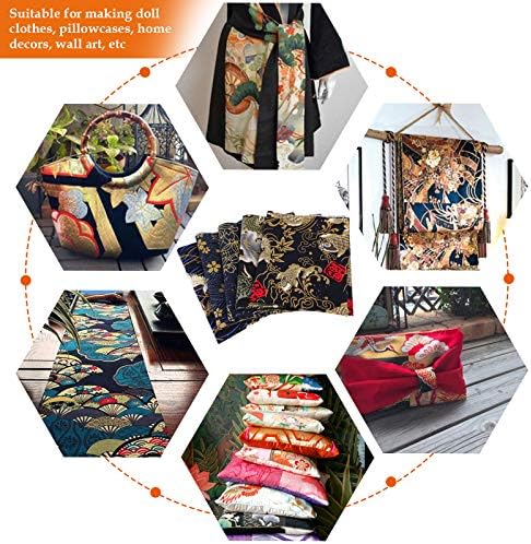 Souarts Lot de 5 Tissus en Coton pour Patchwork - Style Japonais - Tissu décoratif - Pour les Vêts, Le Bricolage, Les Loisirs Créatifs - Rouge - 50 x 50 cm - Image 8