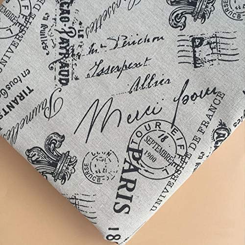 OneChance Tissu Coton Lin Motif Tour Eiffel Tissus au Myter Materieriel Diy Couture Pour Rideau Patchwork Artisanats Tissu A Coudre 100x150cm Color Paris Couronne Noir taille 1 MÉTRE