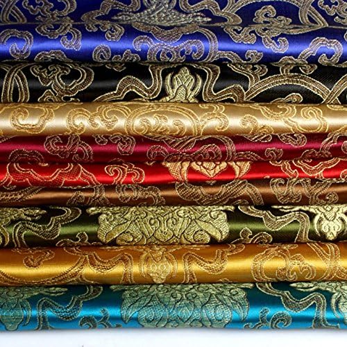 Ym youmu Tissu en satin soyeuux chinois à flesurs brodees coulaire CourtEpointe (Rouge, Vendu au mètre) - Image 2