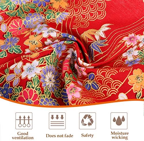 Souarts Lot de 5 Tissus en Coton pour Patchwork - Style Japonais - Tissu décoratif - Pour les Vêts, Le Bricolage, Les Loisirs Créatifs - Rouge - 50 x 50 cm - Image 5