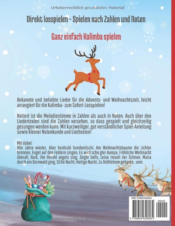 Easy Kalimba Spielen - Weihnachtslieder: Spielbuch mit 43 croybten liedern zur weihnachtszeit für anfänger, nach zahlen und noten Spielen | MIT Anleitung und LiedTextten | à Farbe - Image 2