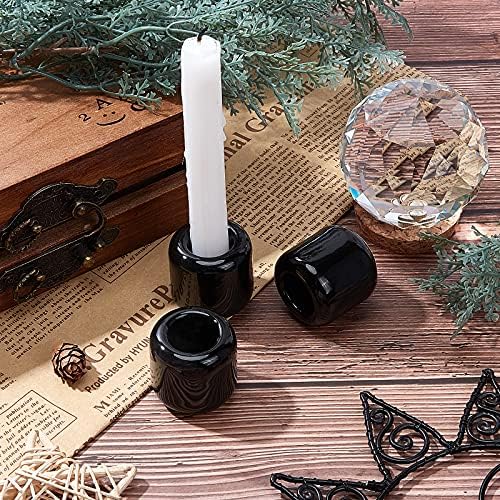 Ahandmaker lot de 5 bougeères carillon en céramique, 17,5 mm bougeères rituels noirs, Parfaits pour les rituels, la veille, la divination, La sorcellerie - Image 6