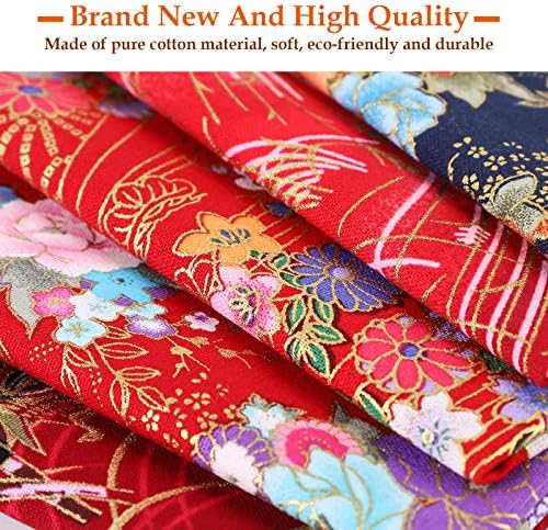 Souarts Lot de 5 Tissus en Coton pour Patchwork - Style Japonais - Tissu décoratif - Pour les Vêts, Le Bricolage, Les Loisirs Créatifs - Rouge - 50 x 50 cm - Image 3