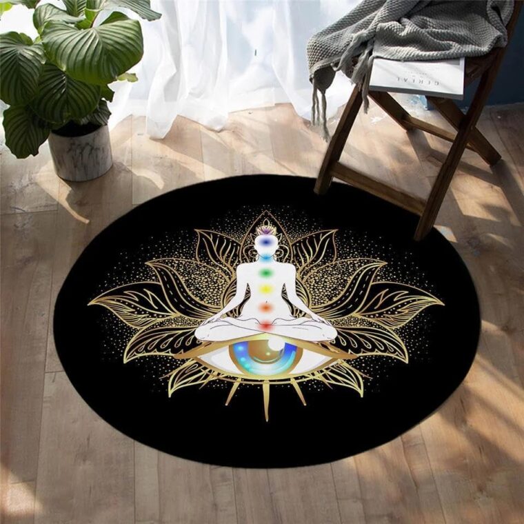 Youousi Tapis de Méditation Lotus Colré Chakra, Salon Adapté Au, Chambre à Coucher, Tapis Décoratif de Chevet, Tapis de Sol, Tapis de Jeu pour les enfants